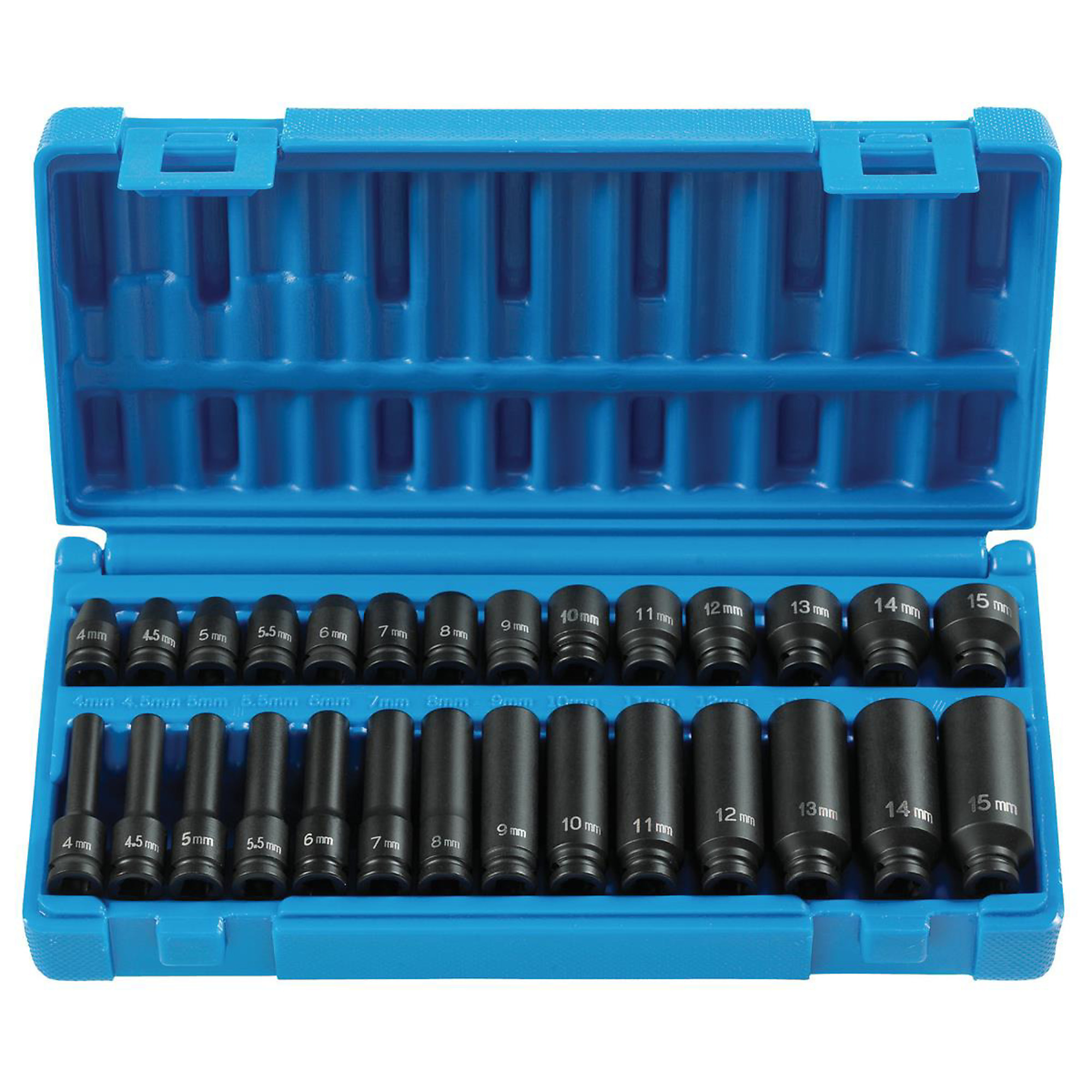 Grey Pneumatic 1/4in. Drive Deep Metric Master Socket Set — 28-Piece, Chrome-Molybdenum Steel, Model# GRE9728M
